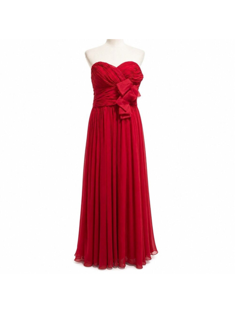 VTG Marchesa Notte 100% Silk Luxury Crimson Bow Flowing Romantic Gown 2
